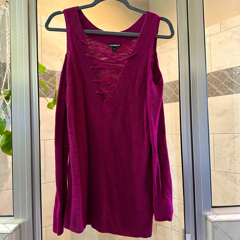 Cold shoulder sweater